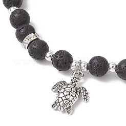 6 bracelet extensible en perles de pierre de lave naturelle&nbsp;BJEW-JB11992