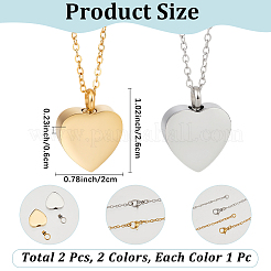 2 collana con ciondolo a forma di bara funeraria a forma di cuore in acciaio inossidabile di 2 colori&nbsp;NJEW-CN0001-26