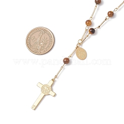Collares de rosario redondos de ojo de tigre natural&nbsp;NJEW-JN05574-02