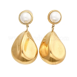 Pendientes de botón de acero inoxidable 304&nbsp;EJEW-R020-02G-01