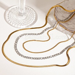 304 Edelstahl flache Schlangenkette Figarokette gedrehte Kette 3-lagige Halsketten für Damen&nbsp;NJEW-K288-04GP