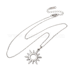 Collares con colgante de sol de acero inoxidable 304 y cadena de cable para hombres y mujeres&nbsp;NJEW-K308-04A-P