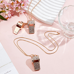 Collier avec pendentif sifflet en strass en fer et chaîne pop-corn pour femme&nbsp;NJEW-DR0001-03C