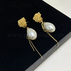 Pendientes colgantes de aleación y perlas de imitación para mujer&nbsp;WG4C821-01