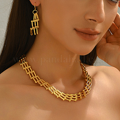 Ensembles de colliers et de boucles d'oreilles vintage en chaîne à couches de fer pour femmes&nbsp;BR3637