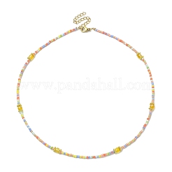 Collana con pietre preziose naturali miste e perline di semi di vetro&nbsp;NJEW-JN04425