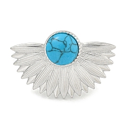 Bagues de manchette en acier inoxydable 304 avec turquoise synthétique&nbsp;G-Z056-07P-04