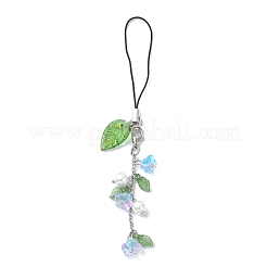 Sangles mobiles transparentes en acrylique et verre fleur et feuille&nbsp;HJEW-JM01536