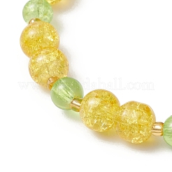 Braccialetti elastici con perline di vetro craquelé verniciate a spruzzo per donna&nbsp;BJEW-MZ00201-02