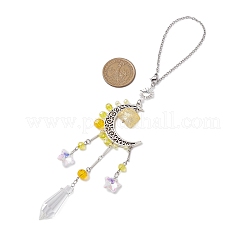 Ornamenti a forma di prisma appeso a finestra a forma di luna in lega&nbsp;HJEW-TA00284-01