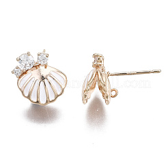 Reperti per orecchini a bottone in zircone chiaro con micro pavé di ottone&nbsp;X-KK-S356-358-NF