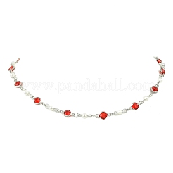Collane da donna in acciaio inossidabile 304 con maglie piatte e rotonde in vetro e perle di conchiglia&nbsp;NJEW-JN06160