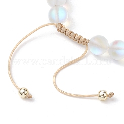 Pietra di luna sintetica con braccialetti di perline intrecciate acriliche&nbsp;BJEW-JB10520
