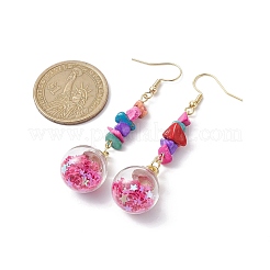 Orecchini pendenti con scaglie di turchese sintetico&nbsp;EJEW-JE05634-04