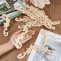 8 pièce 2 styles d'appliques artisanales sculptées en bois massif naturel&nbsp;AJEW-DC0001-61