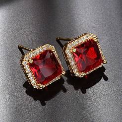 Aretes de latón con micro pavé de circonio cúbico para mujer&nbsp;EJEW-F418-14G