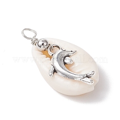 Anhänger aus natürlicher Kauri-Muschel und Meerestieren aus Legierung&nbsp;PALLOY-JF03751-05
