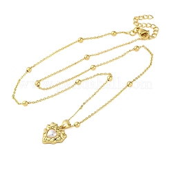 Collane con catena satellitare con ciondolo a forma di cuore in ottone e resina testurizzata&nbsp;NJEW-R100-03G