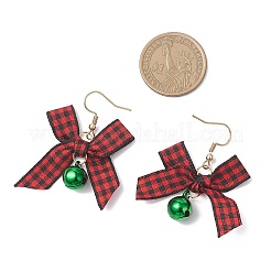 Boucles d'oreilles pendantes en polyester faites à la main en laiton avec cloche et nœud papillon&nbsp;EJEW-JE06669