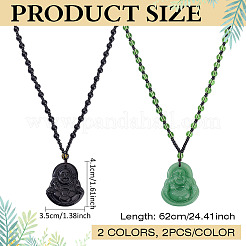 4 collier pendentif Bouddha en verre 2 couleurs&nbsp;NJEW-ME0001-04