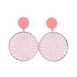 Aretes colgantes tejidos de poliéster de hierro&nbsp;EJEW-JE03225