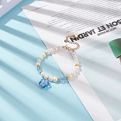 Braccialetto di fascino del fiore di lume&nbsp;BJEW-TA00177-02