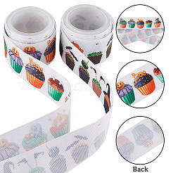 2 rouleau de 2 styles de rubans gros-grain en polyester imprimés plats pour Halloween&nbsp;OCOR-GF0002-73