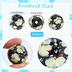 10 pz perline di lampwork fatte a mano con fiori interni&nbsp;LAMP-PA0001-02C