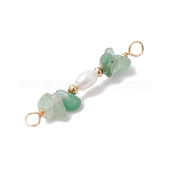 Natürlicher grüner Aventurin-Chip & natürliche Süßwasser-Zuchtperlen-Reisperlen-Verbindungsanhänger&nbsp;PALLOY-JF03707-05