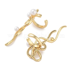 Orecchini da donna con polsino con micro pavè di zirconi cubici in ottone bowknot&nbsp;EJEW-E310-04G