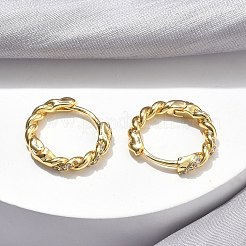 Boucles d'oreilles créoles en laiton zircon cubique micro pavé&nbsp;EJEW-C182-05B-G