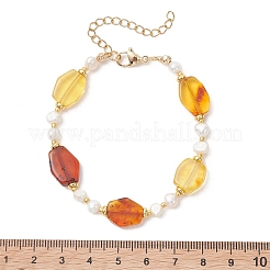Armbänder aus natürlichem Bernstein und Süßwasserperlen mit Farbverlauf für Damen&nbsp;BJEW-JB13551