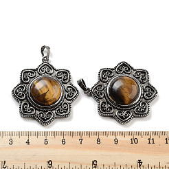Pendentifs en oeil de tigre naturel et laiton&nbsp;G-K338-09AS-06