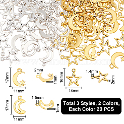 120 pièces 6 styles pendentifs en alliage de style tibétain&nbsp;TIBEP-UN0001-20