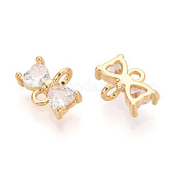 Verbindungsanhänger mit durchsichtigem Zirkonia-Pavé aus Messing&nbsp;KK-T078-03G-02