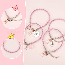 24 Stück 4-teilige Herz-Charm-Armbänder aus legiertem Emaille und Acryl&nbsp;BJEW-AB00014