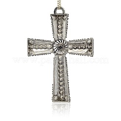 Tibetischen Stil Legierung Strass claddagh Quer große Anhänger&nbsp;RB-J128-01AS