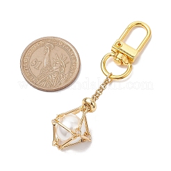 Messing Makramee Kette Beutel rund Muschel Perlenhalter Anhänger Dekorationen&nbsp;HJEW-JM02048-01