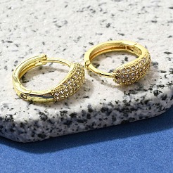 Boucles d'oreilles en laiton avec zircone cubique transparente&nbsp;EJEW-M047-01G