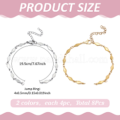 8 stücke 2 farben 304 edelstahl rhombus link kette armband machen&nbsp;AJEW-MA00004