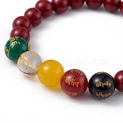 Om mani padme hum cinabro mala braccialetto di perline per le donne&nbsp;BJEW-H566-05