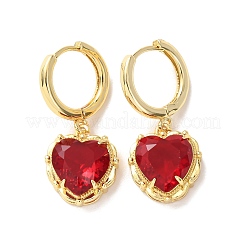 Orecchini a cerchio a forma di cuore in ottone e vetro per San Valentino&nbsp;EJEW-Z164-23G
