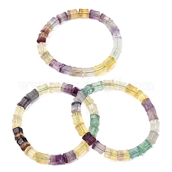 Bracelets extensibles en perles de bambou et fluorite arc-en-ciel naturelle pour femmes&nbsp;GG-CBA3F02-03