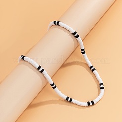 Boho-Halsketten aus Polymerclay mit Heishi-Perlen in Schwarz und Weiß für Herren&nbsp;DR8717