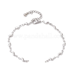 2 bracelet à maillons ondulés en acier inoxydable 304&nbsp;AJEW-JB01303