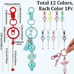 12 portachiavi con perline in lega di 12 colori&nbsp;KEYC-SC0001-45