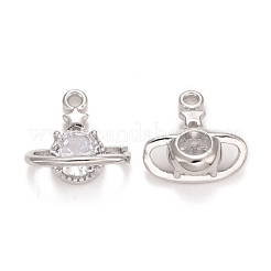 Placage de crémaillère en laiton micro pavé breloques en zircone cubique claire&nbsp;KK-E267-11P