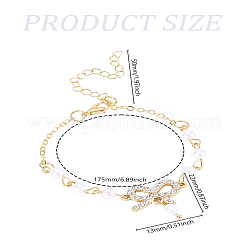 1 Stück Gliederarmbänder aus Legierung mit Strass und Schleife&nbsp;BJEW-LP0004-47
