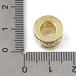 Messing-Mikropavé-Perlen mit klaren Zirkonia im europäischen Stil mit großem Loch&nbsp;KK-C262-16G