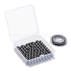100 Stk. 8 mm nichtmagnetische synthetische Hämatit-Rundperlen&nbsp;DIY-LS0002-16